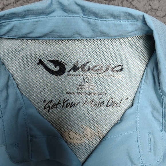 Mojo Sportswear Co Fishing Shirt Mens XS Button Blue Long Sleeve Vented Boating - Picture 1 of 10